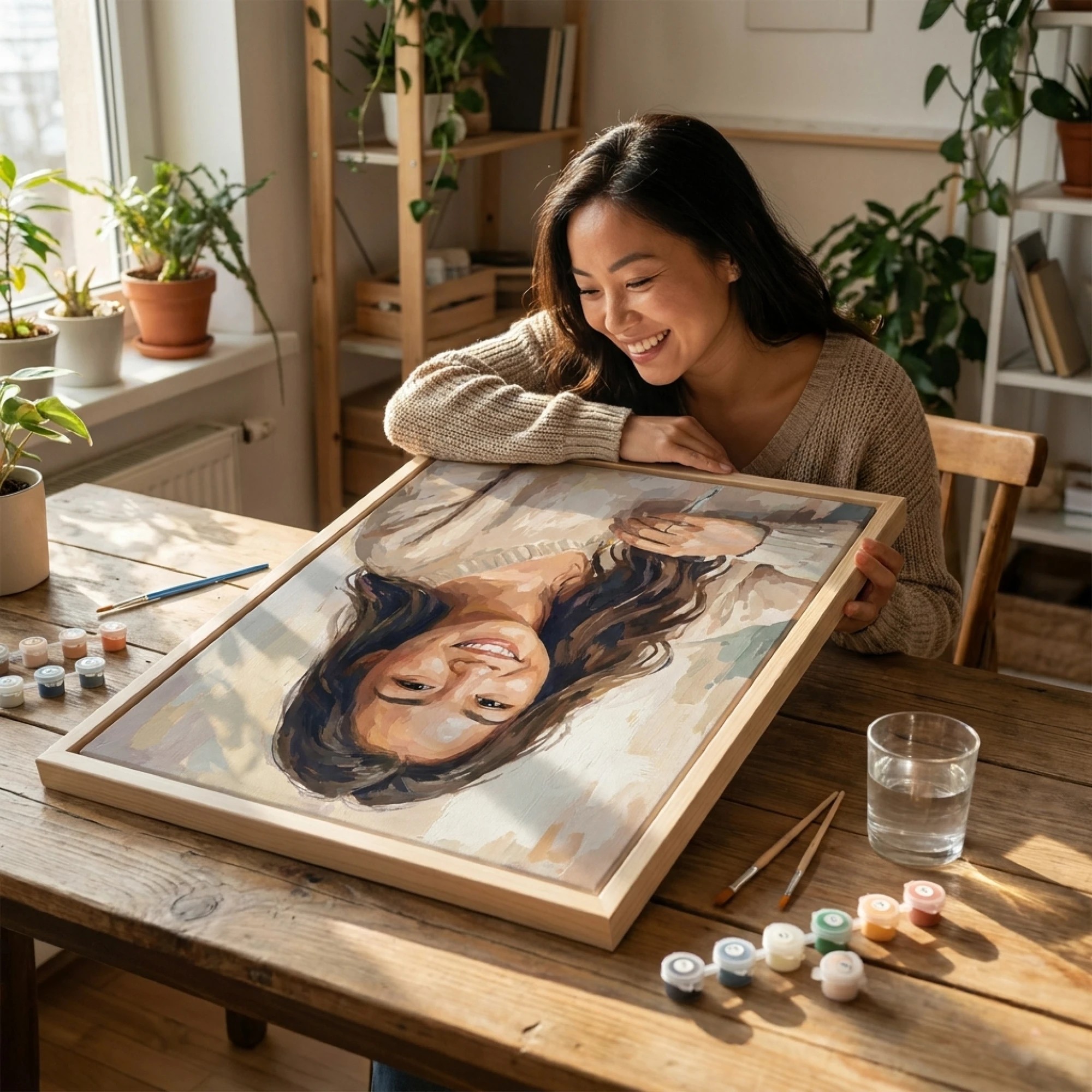 Khách DALI ngắm tranh chân dung tự tô hoàn thiện
