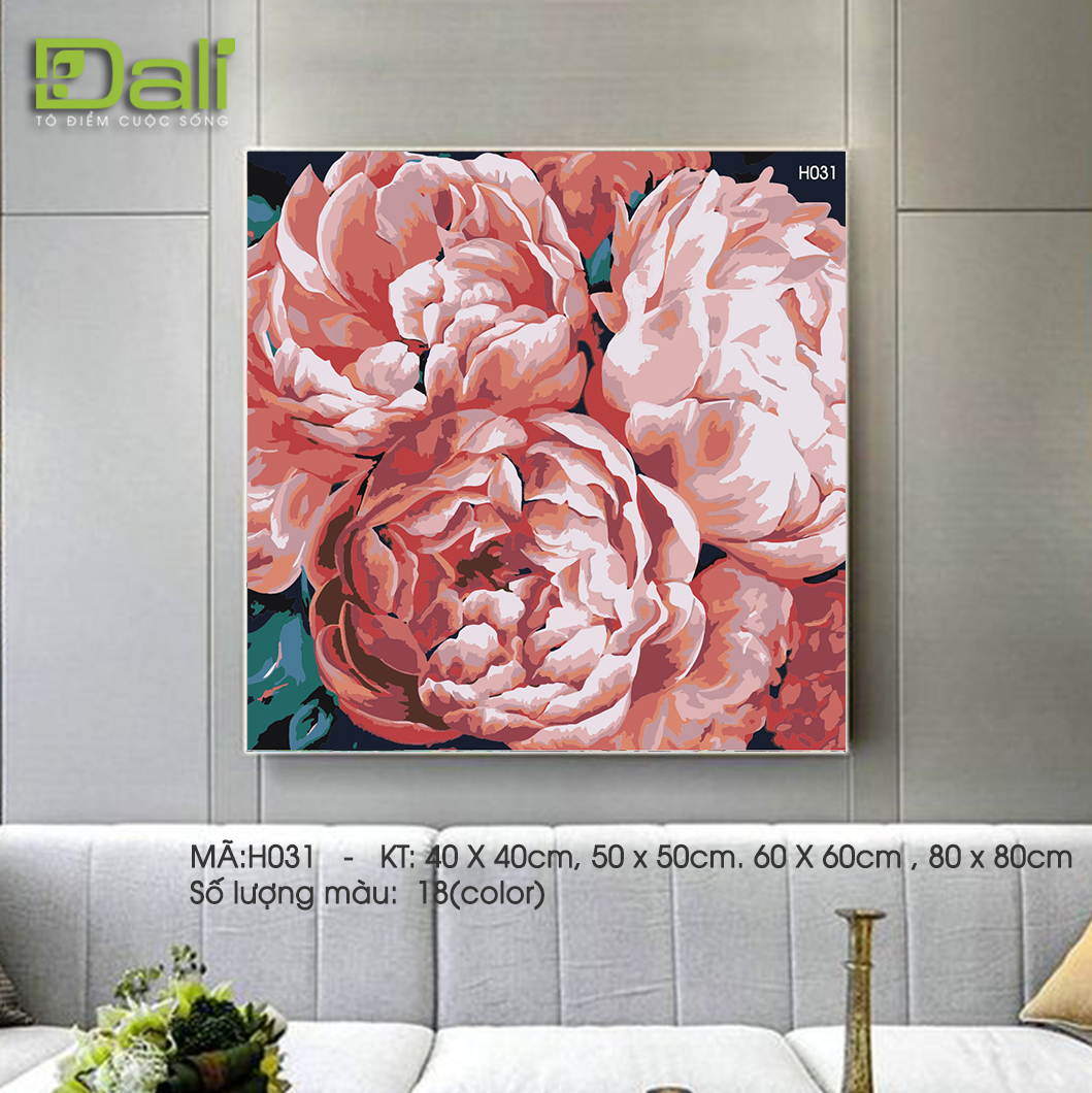 Tranh Hoa Mẫu Đơn Hồng Cận Cảnh H031