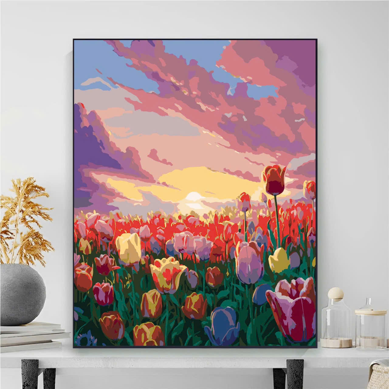 Tranh Tulip Nhiều Màu Hoàng Hôn H090