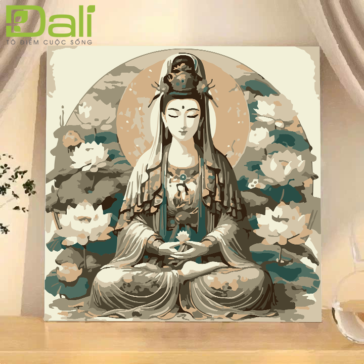 Tranh Phật Bà Quan Âm Hoa Sen P117