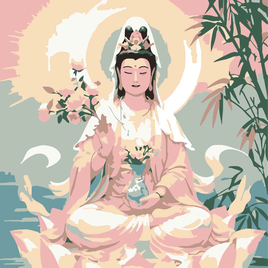 Tranh Phật Bà Quan Âm Hoa Hồng P068