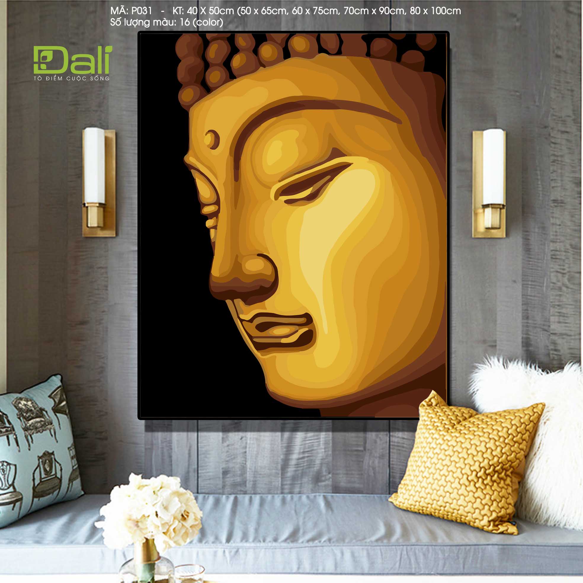 Tranh Diện Phật Vàng Nền Đen P031