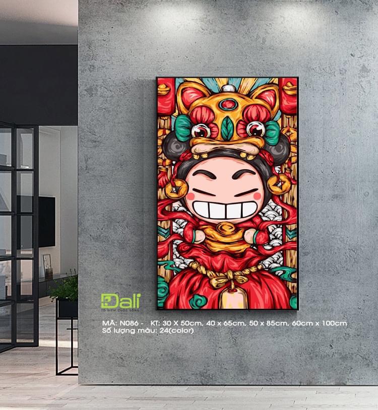 Tranh Múa Lân Vui Tươi N086