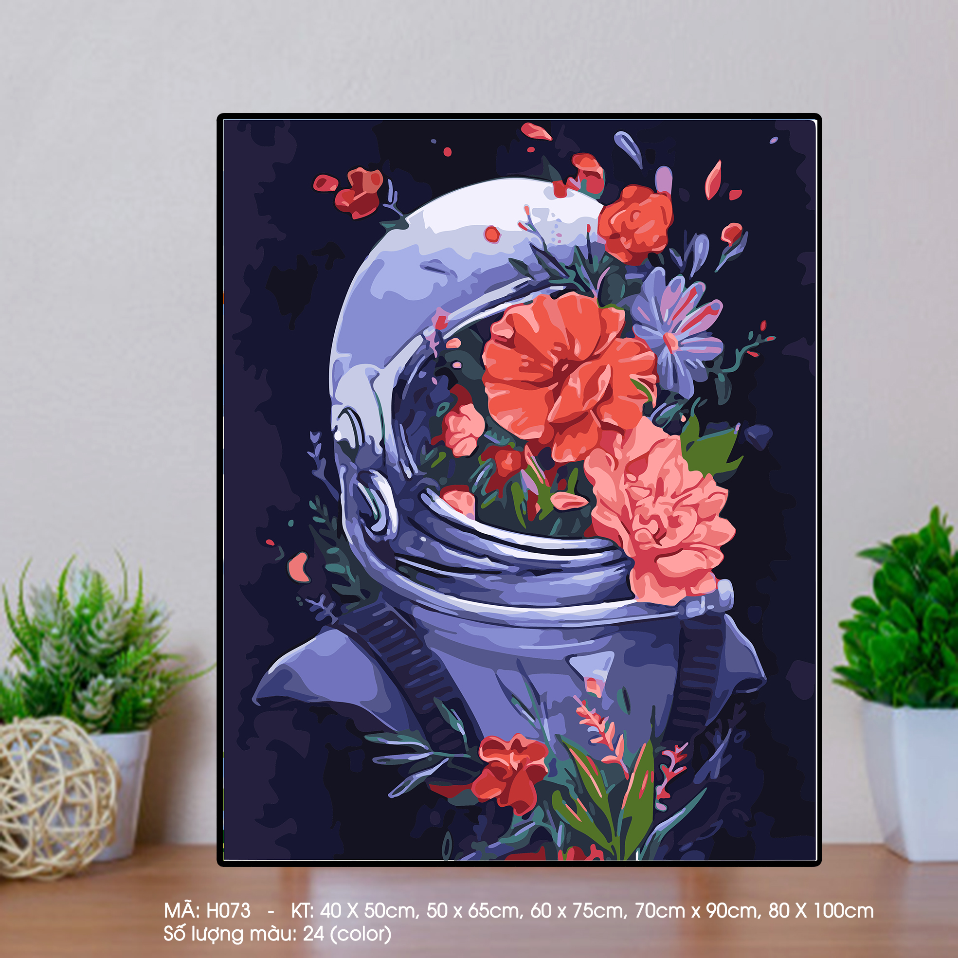 Tranh Phi Hành Gia Và Hoa Nở H073