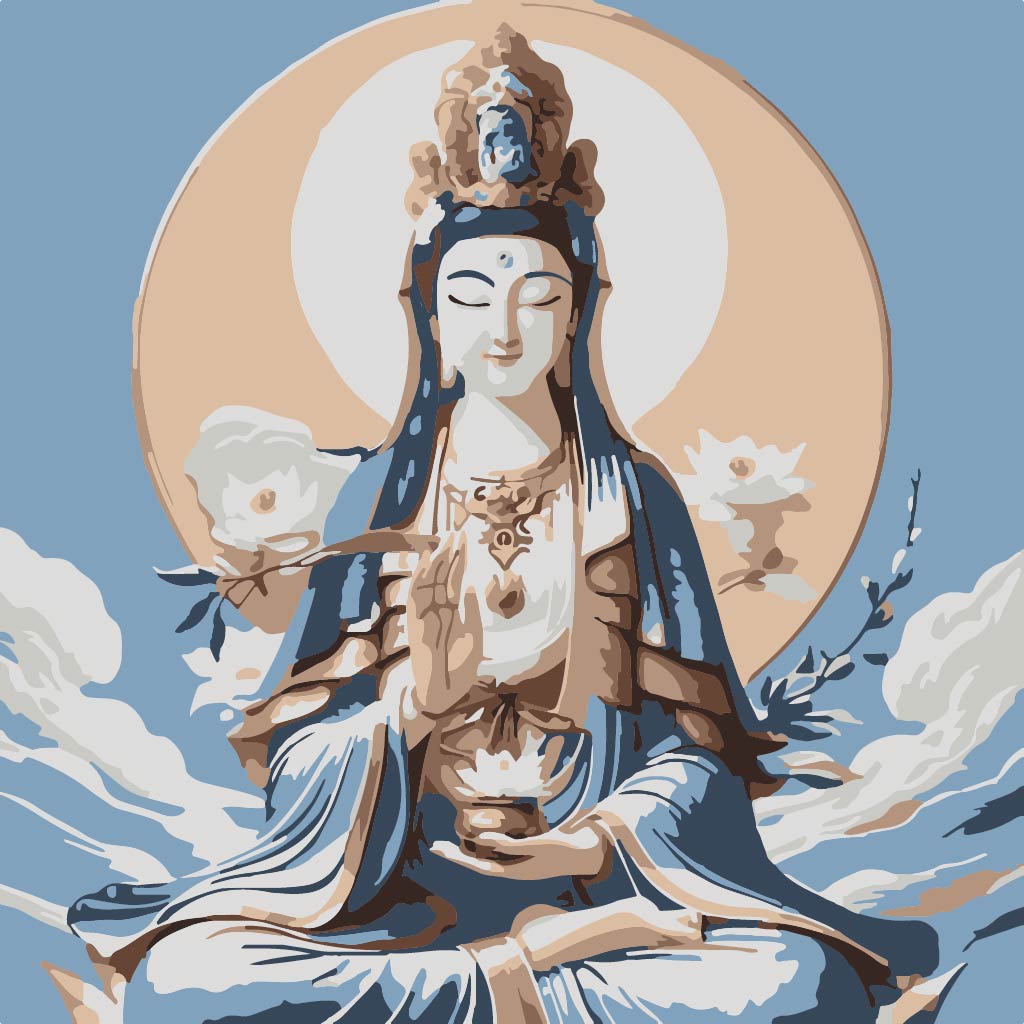 Tranh Phật Bà Quan Âm Mây Trời P090