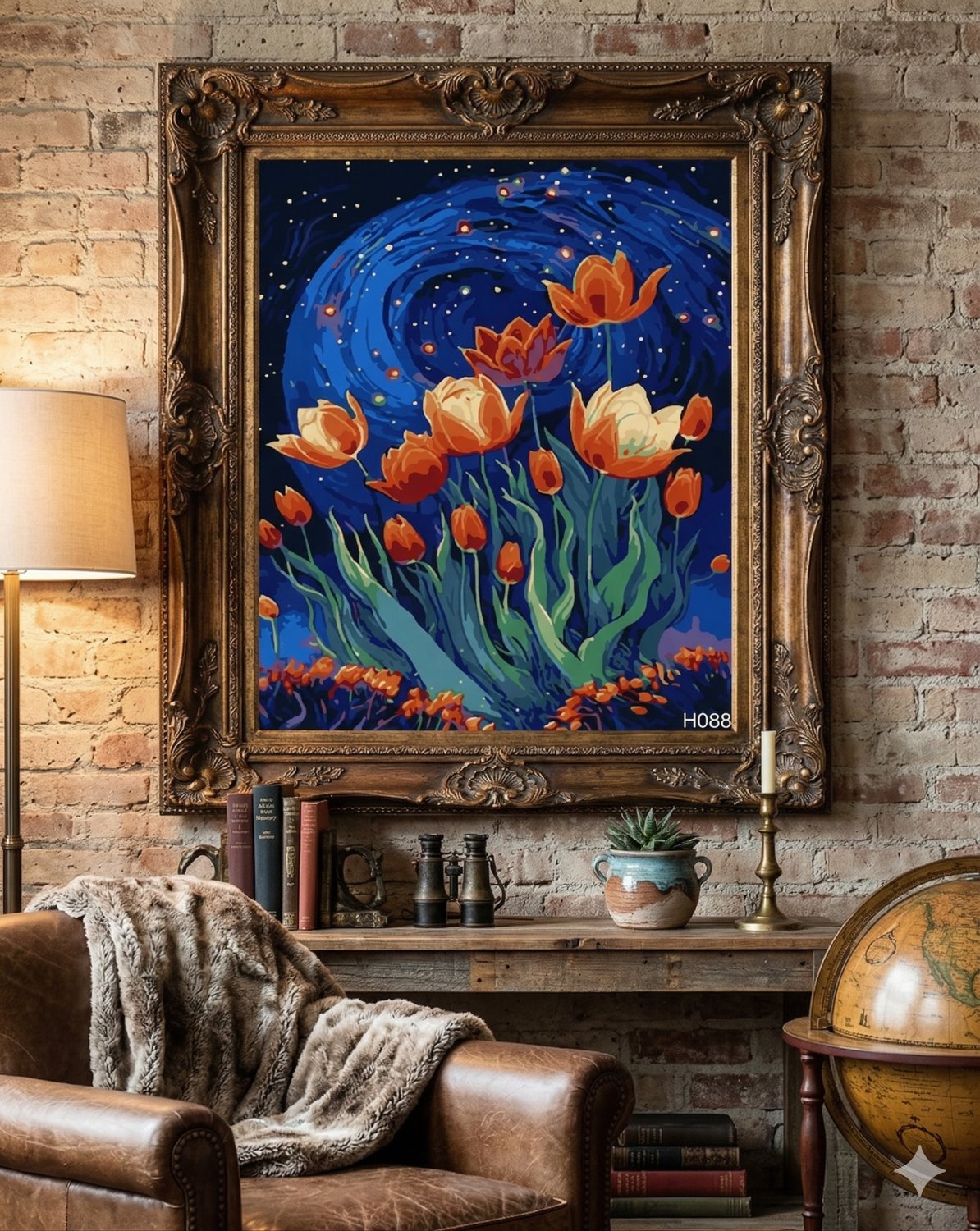Tranh Hoa Tulip Đêm Van Gogh H088