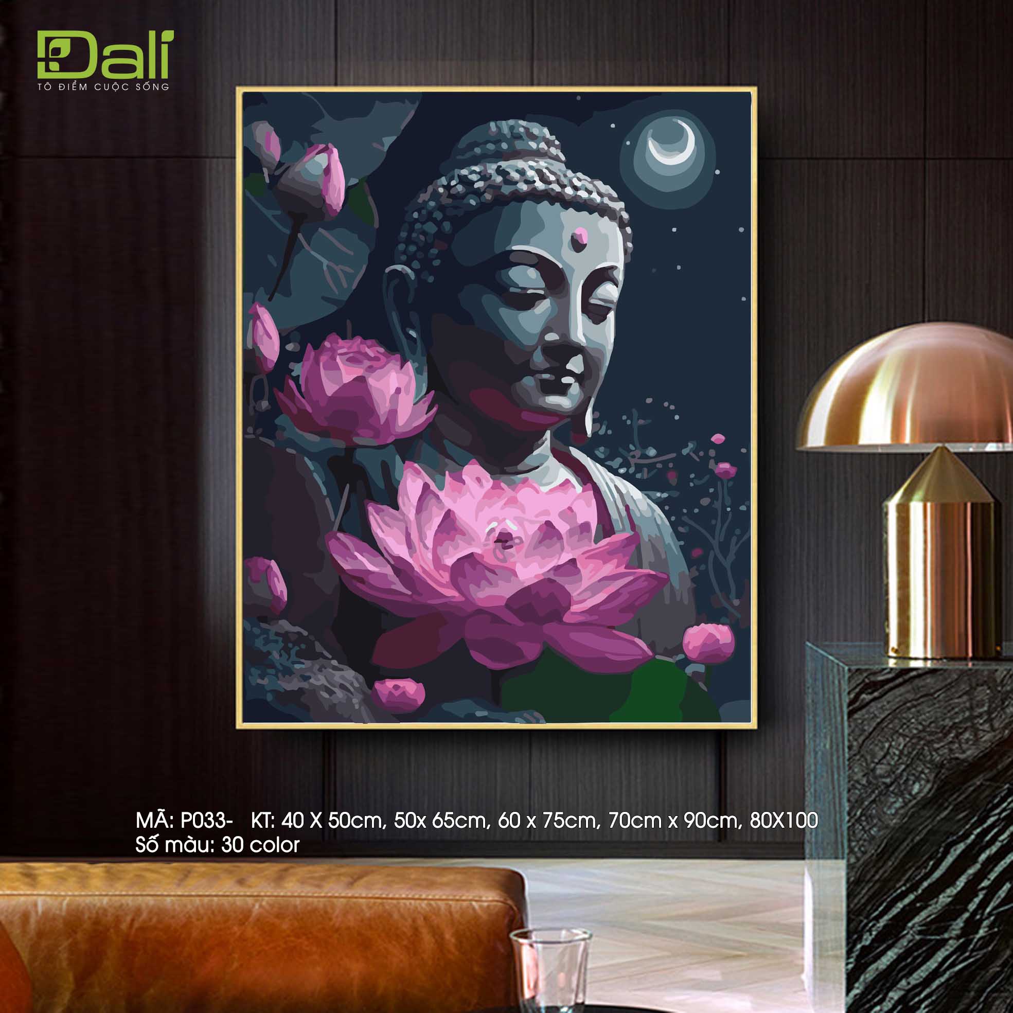 Tranh Diện Phật Đá Hoa Sen P033