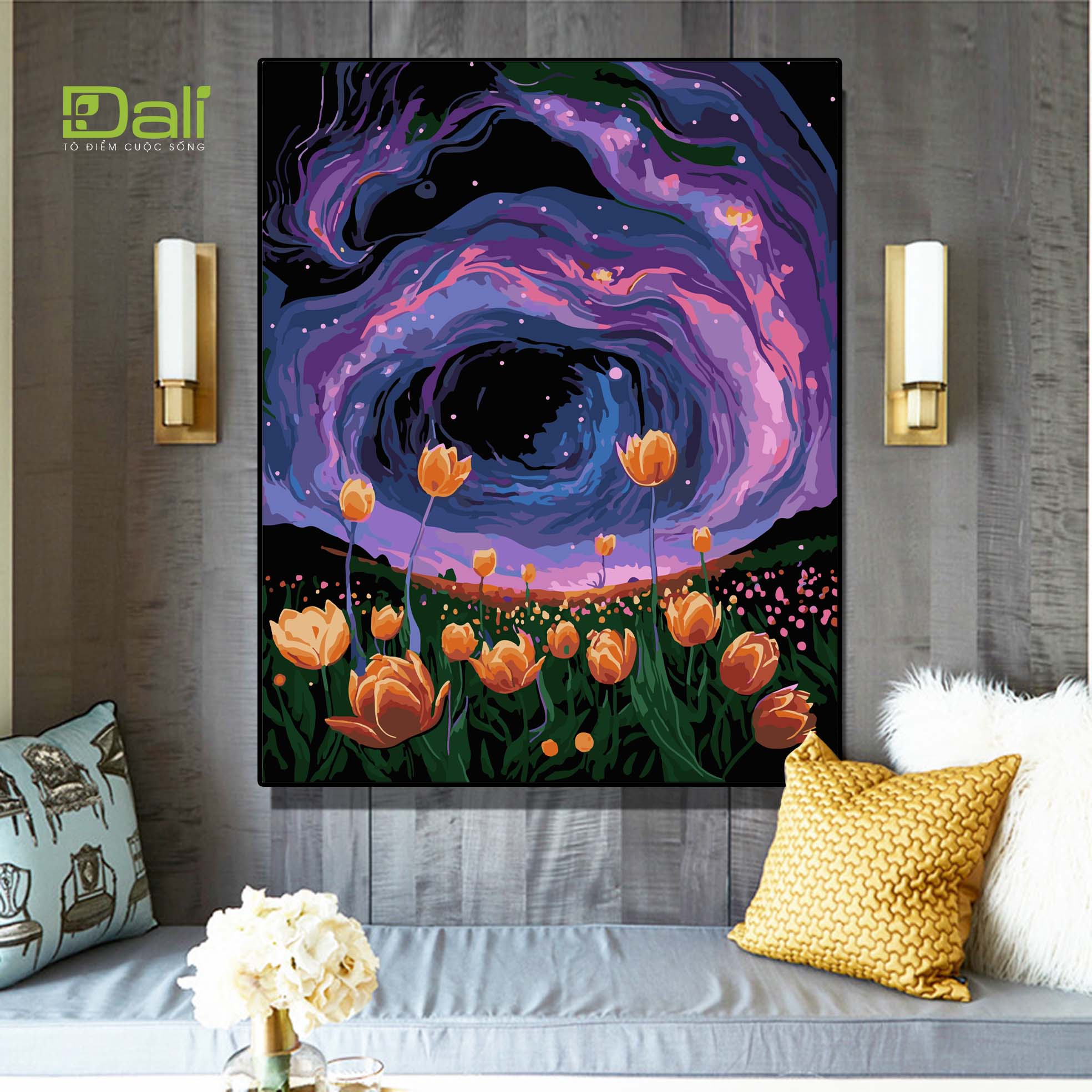 Tranh Hoa Tulip Dải Ngân Hà Tím H089