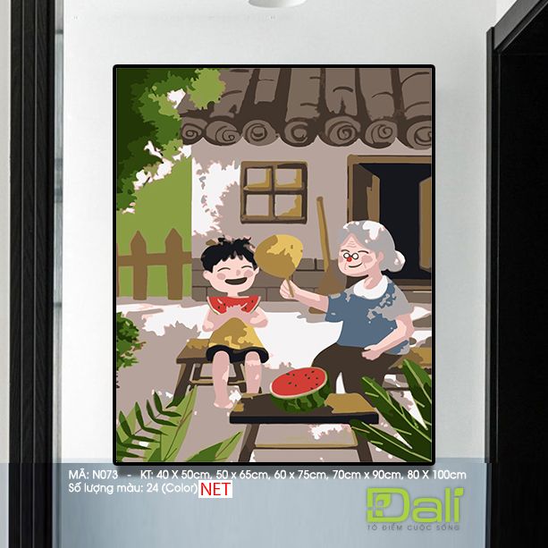 Tranh Nàng Thơ Bà Và Cháu Mùa Hè N073