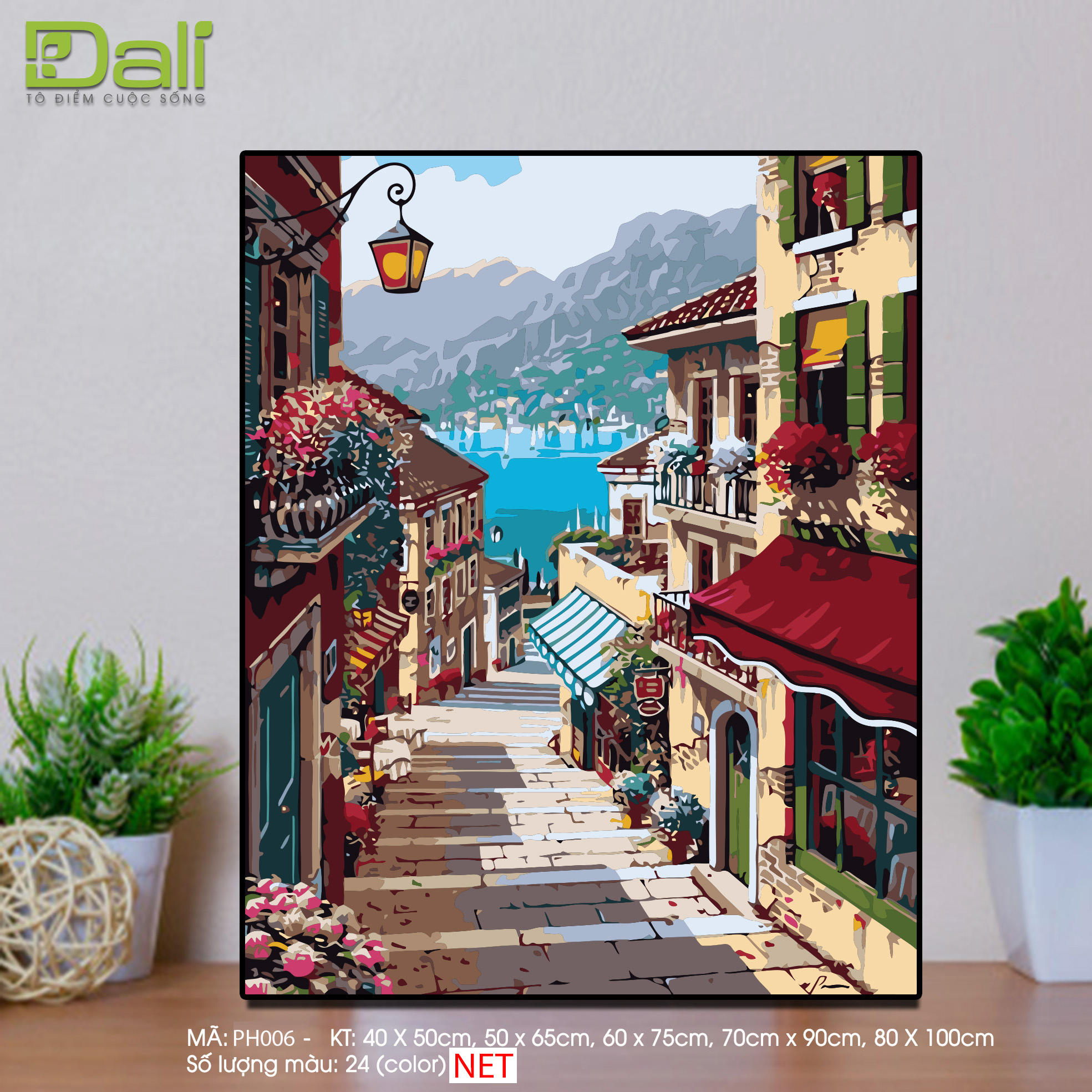 Tranh Phong Cảnh Phố Cổ Ven Biển Địa Trung Hải PH006