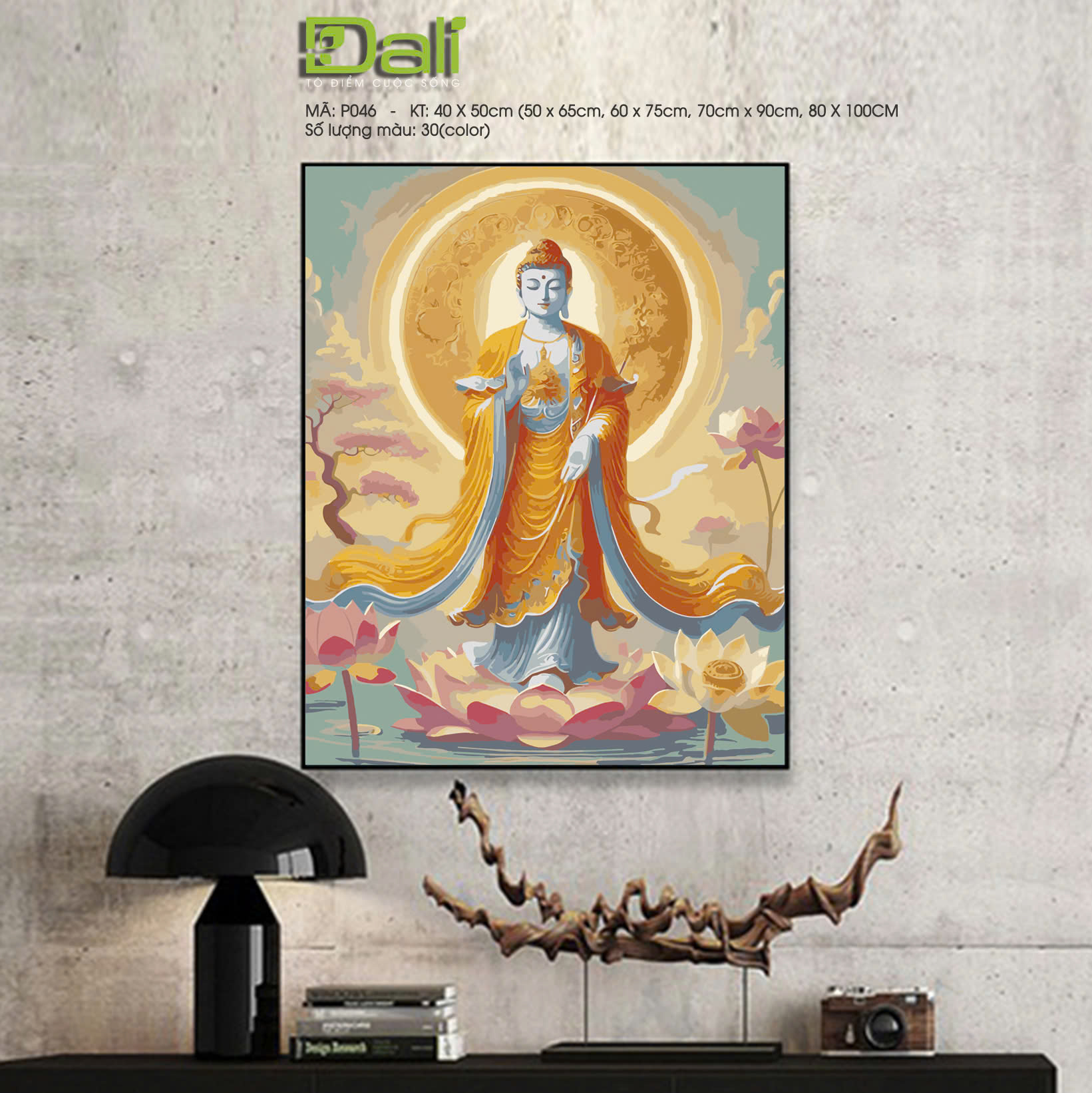 Tranh Phật Bà Quan Âm Đứng P046
