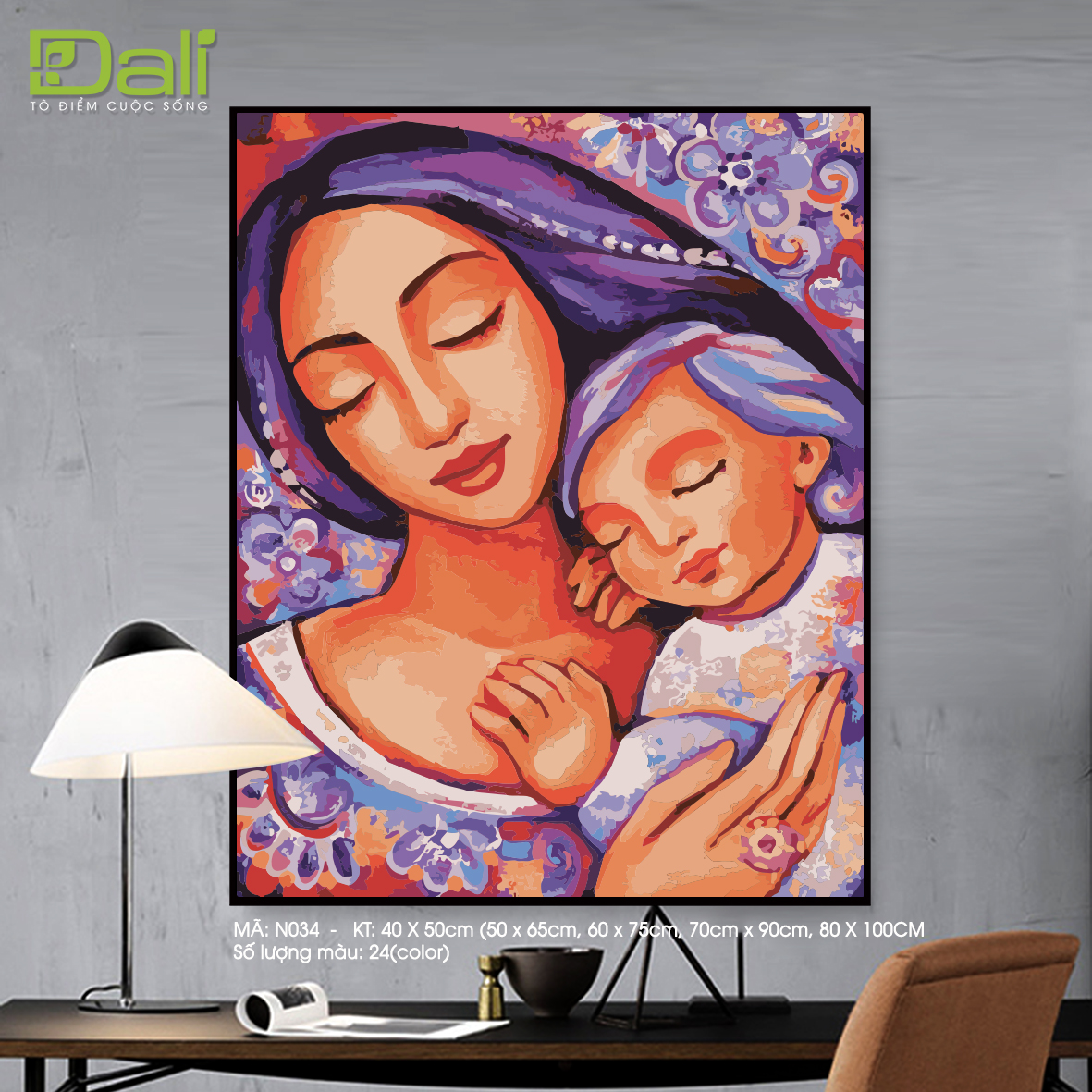 Tranh Mẹ Và Bé Sắc Màu Rực Rỡ N034