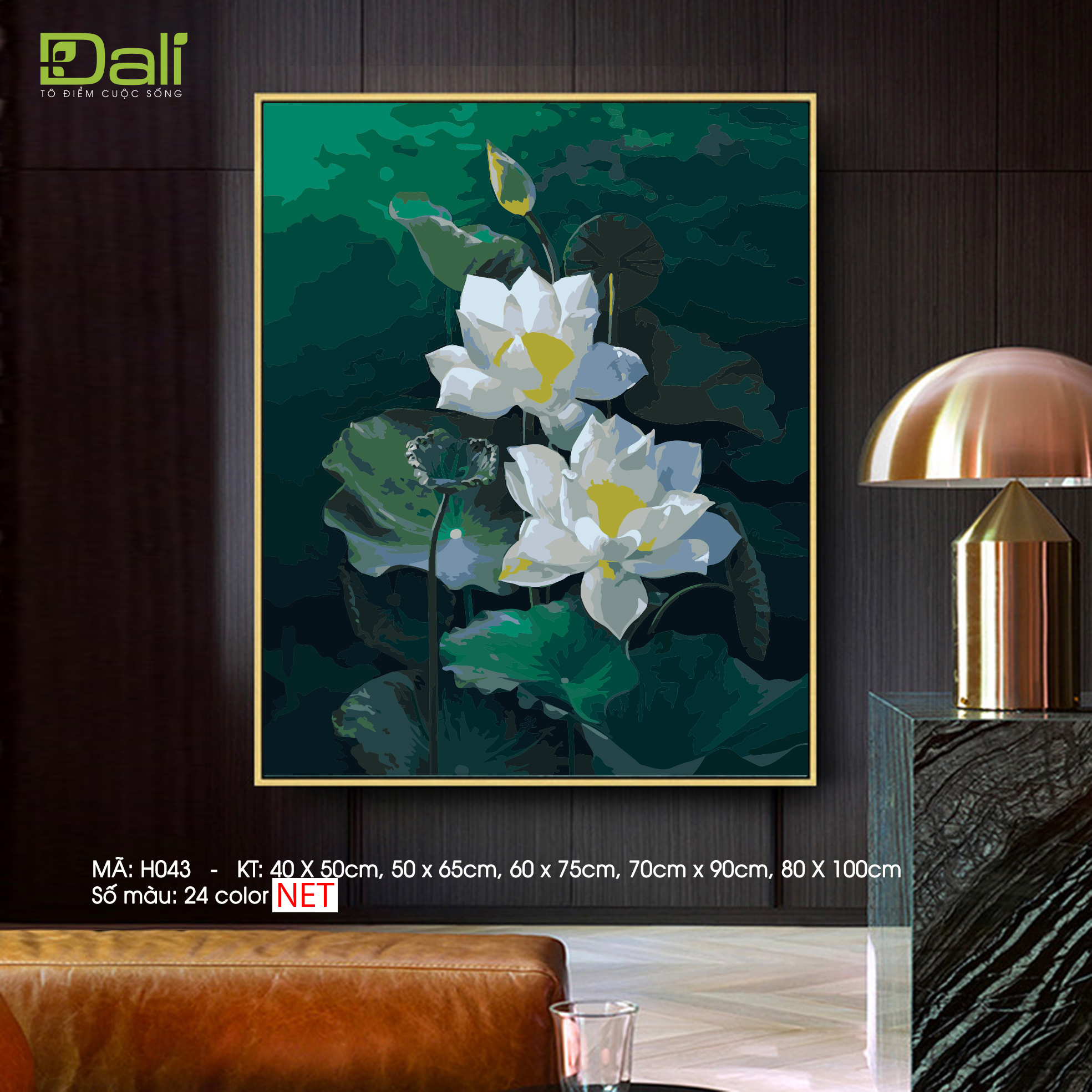 Tranh Hoa Sen Trắng H043
