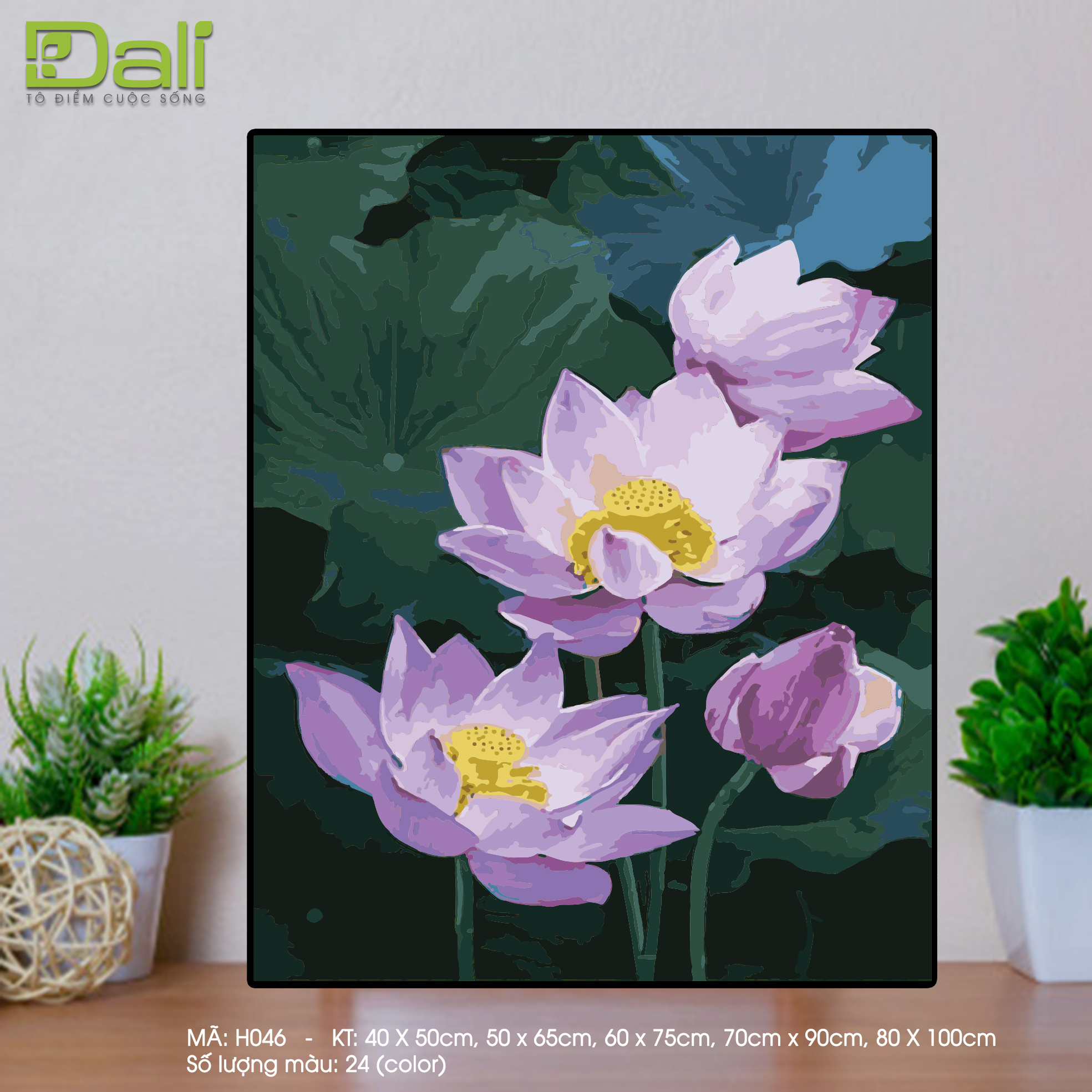 Tranh Hoa Sen Hồng Tím H046