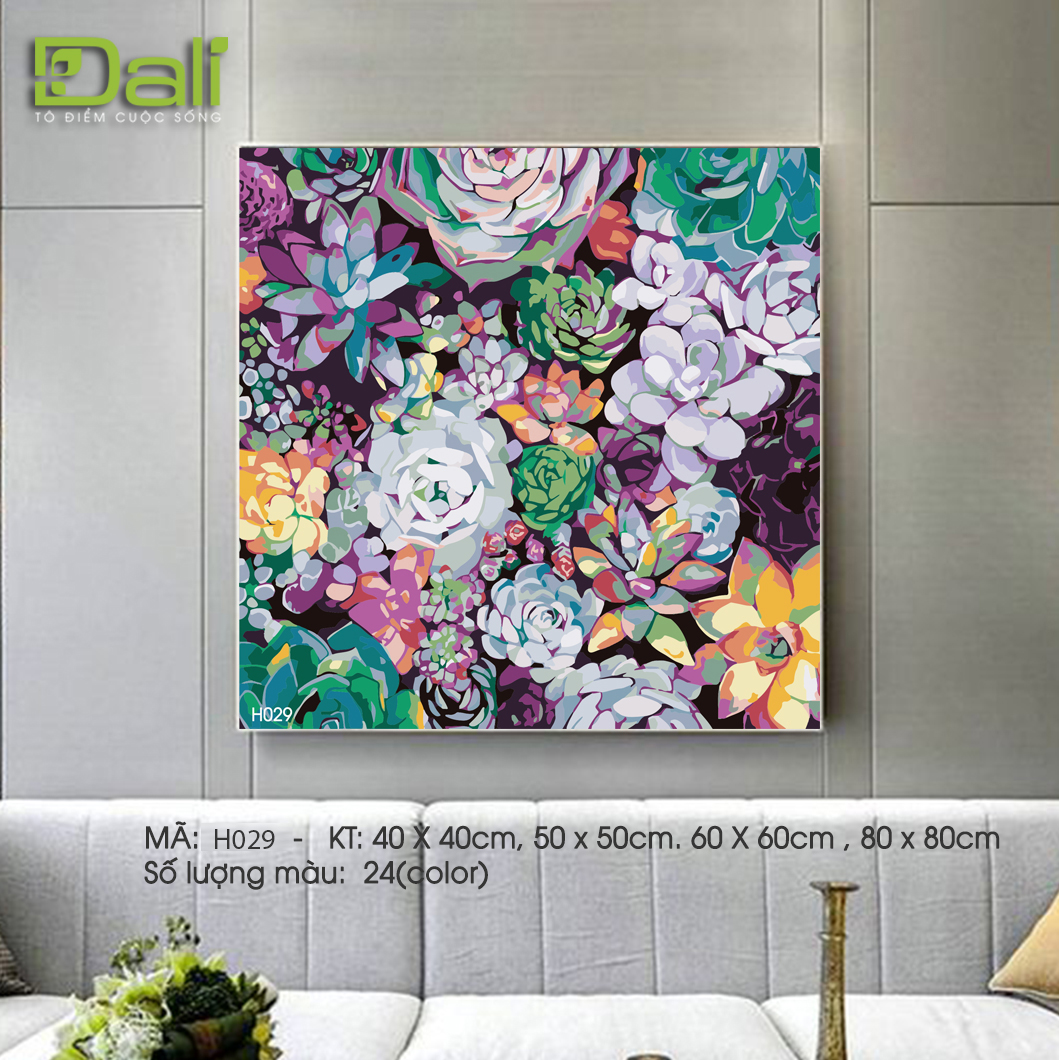 Tranh Hoa Sen Đá Nhiều Màu H029