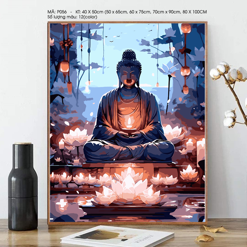 Tranh Phật Thích Ca Nến Đêm P056