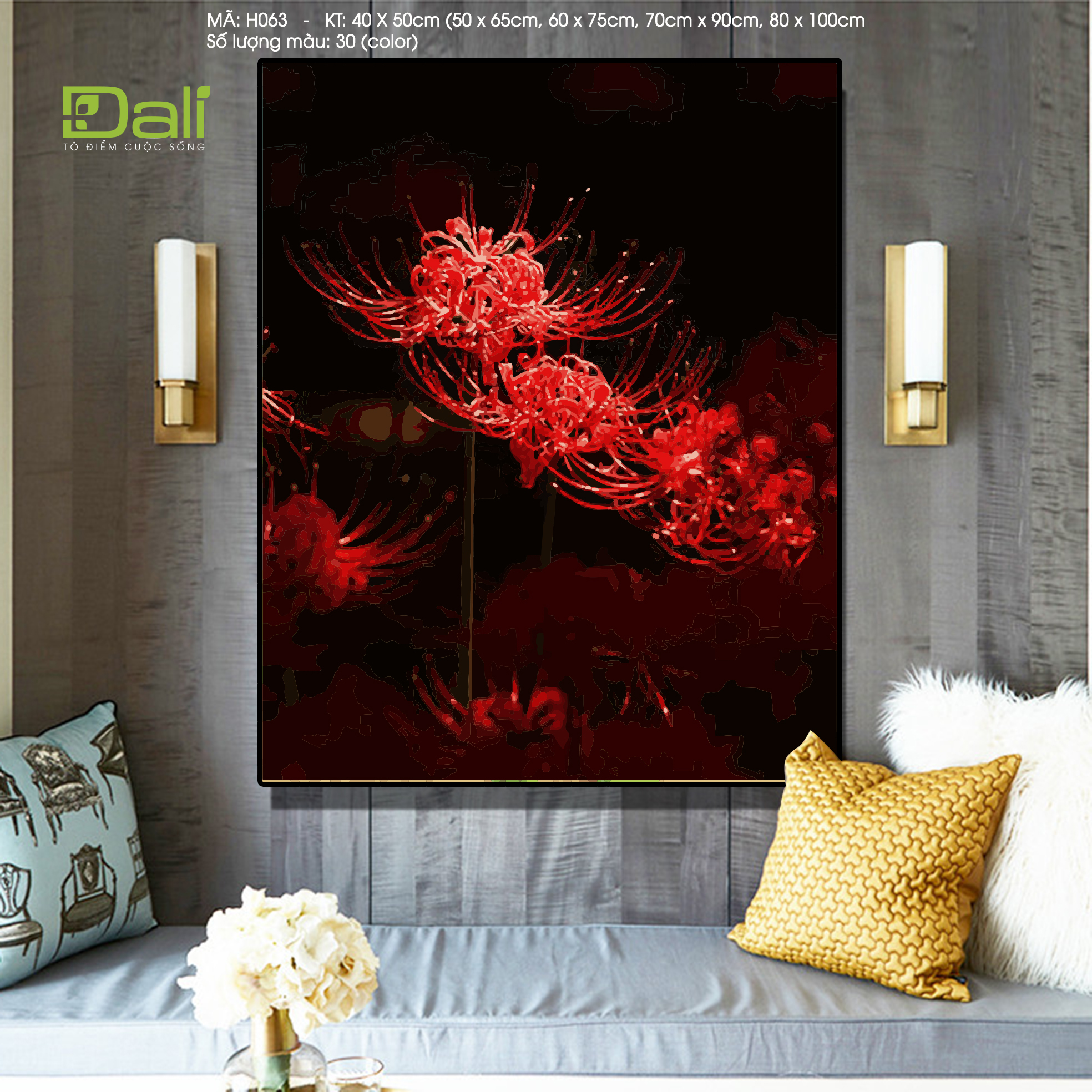 Tranh Hoa Bỉ Ngạn Đỏ Rực H063