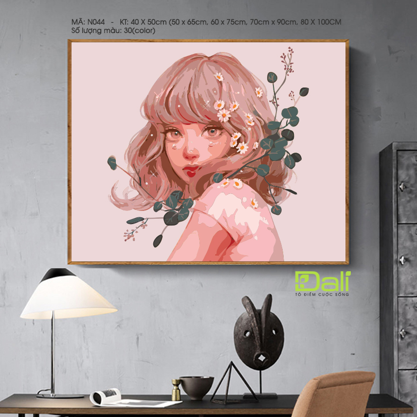 Tranh Nàng Thơ Tóc Hồng N044