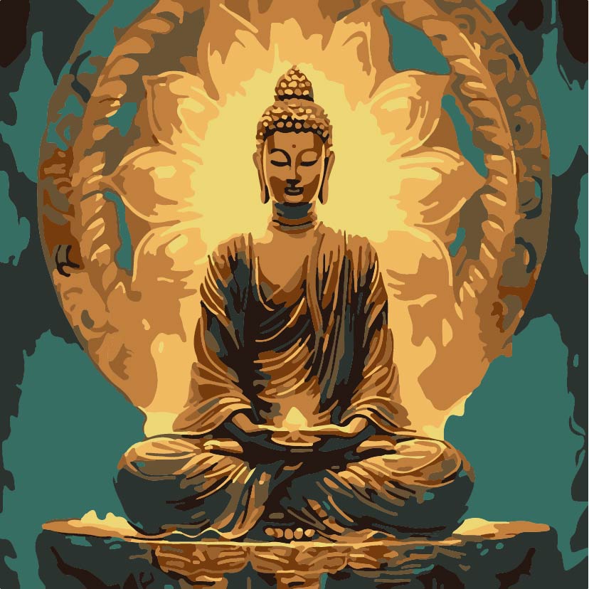 Tranh Phật Thích Ca Mandala Vàng P074