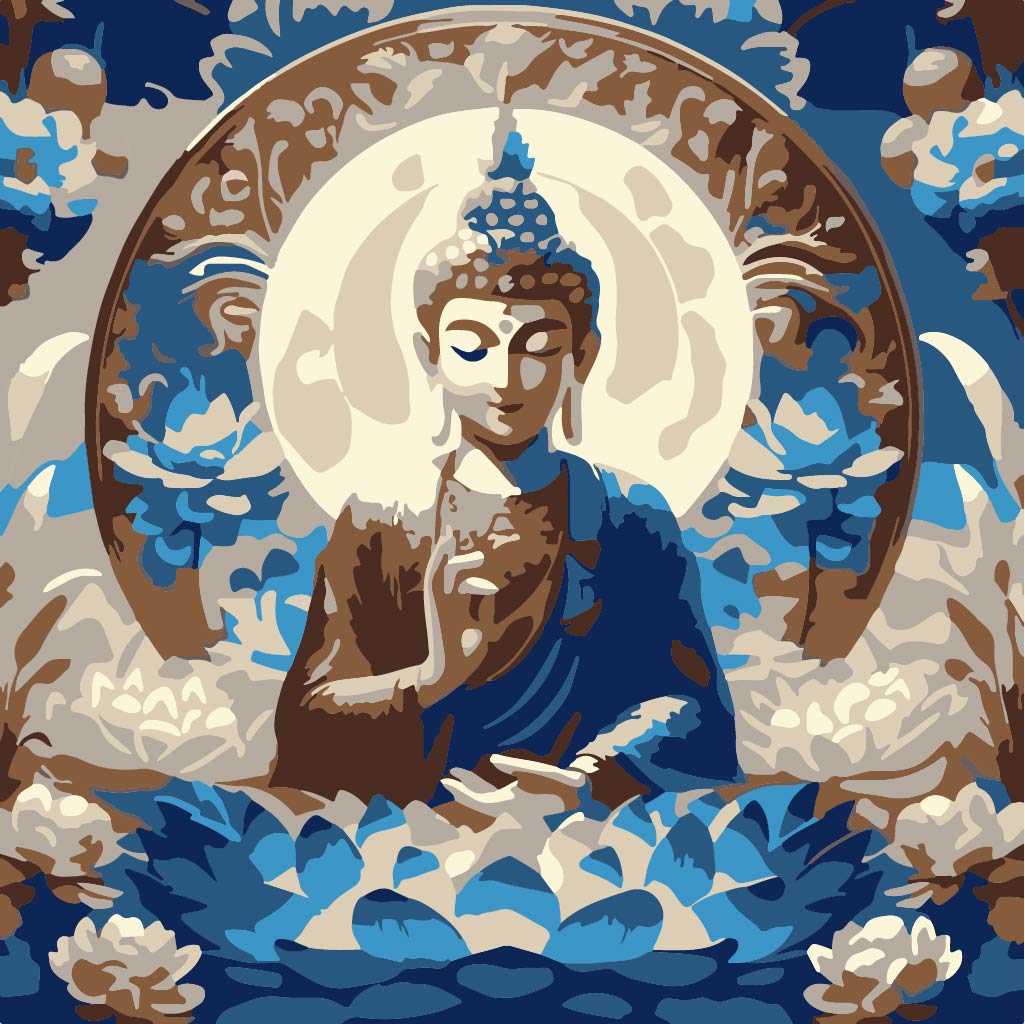Tranh Phật Thích Ca Lam Vàng P085
