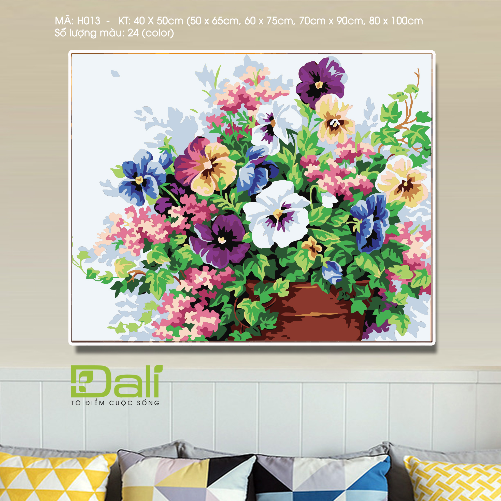 Tranh Hoa Viola Nhiều Màu H013