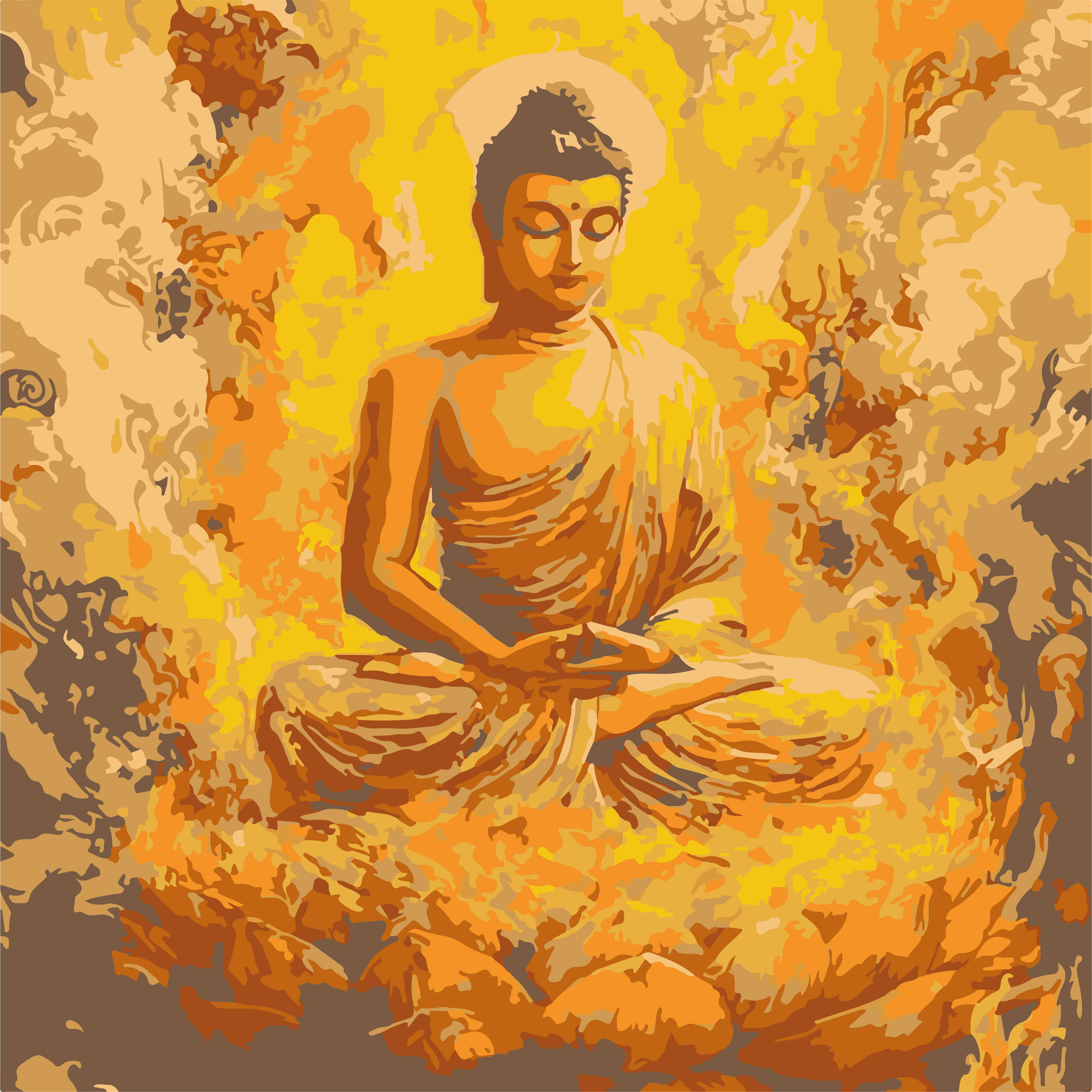 Tranh Phật Thích Ca Lửa Vàng P096