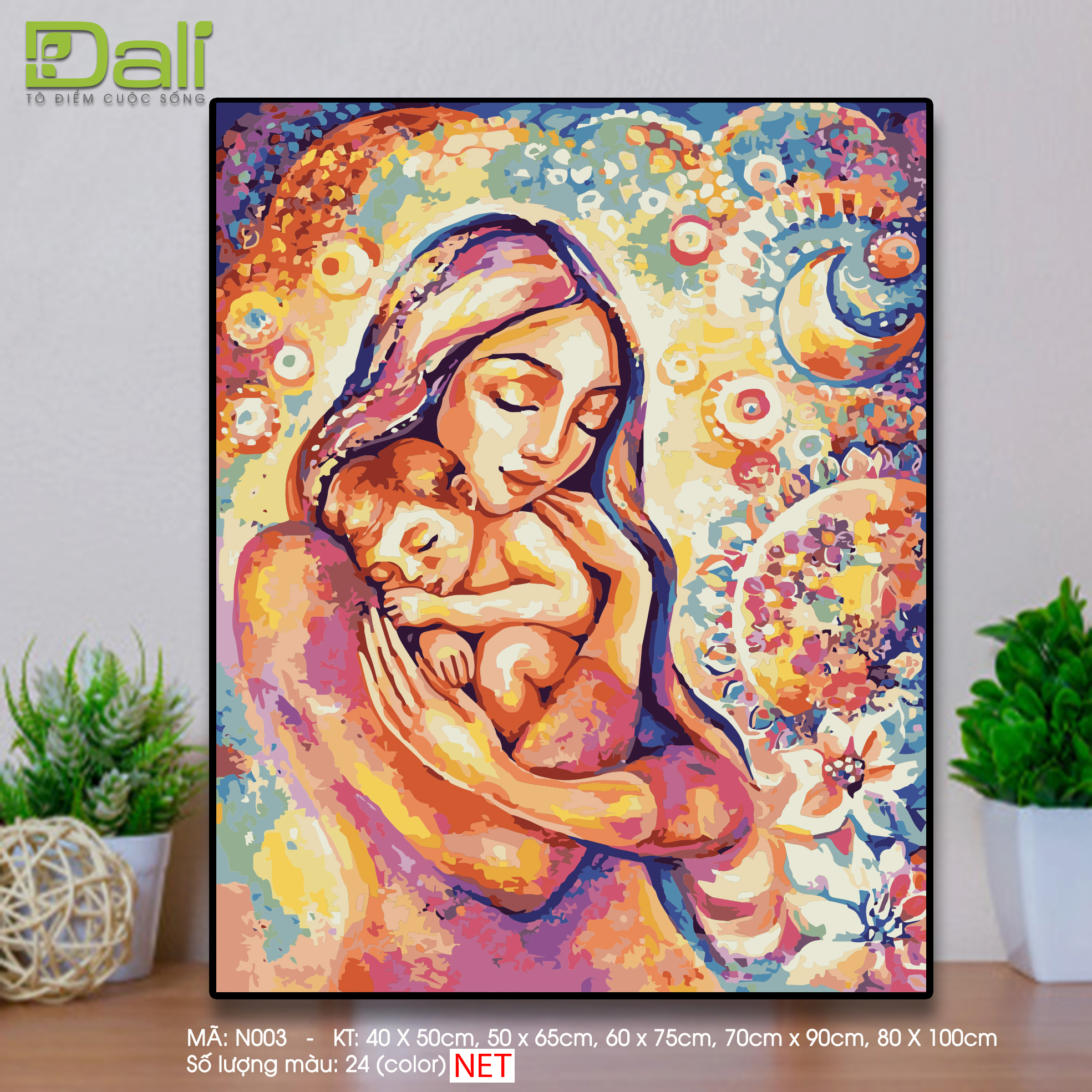 Tranh Nàng Thơ Mẹ Ôm Con N003