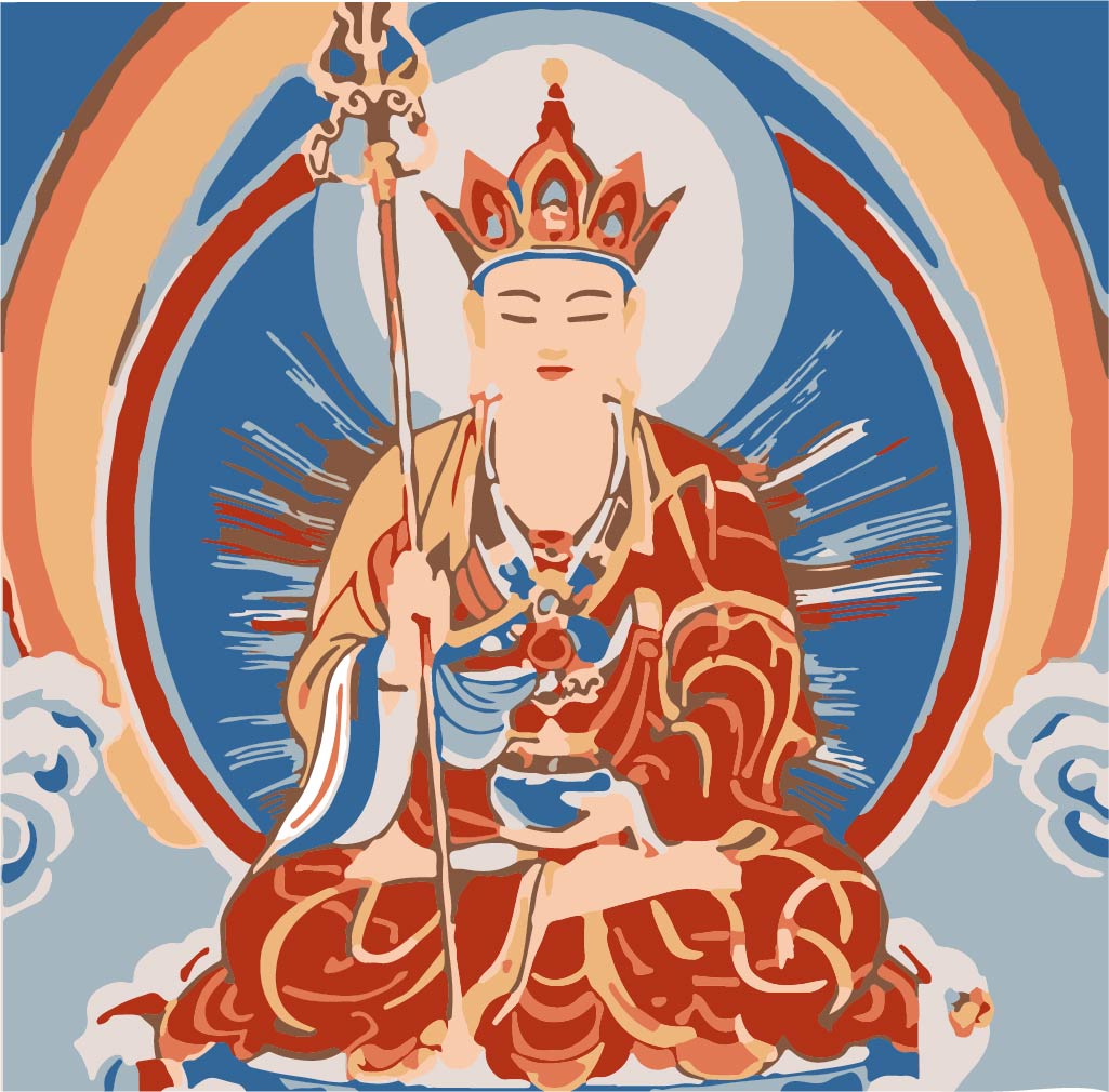 Tranh Địa Tạng Vương Đỏ Lam P098