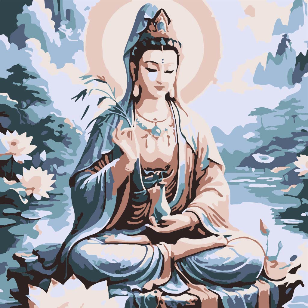 Tranh Phật Bà Quan Âm Suối Đá P095